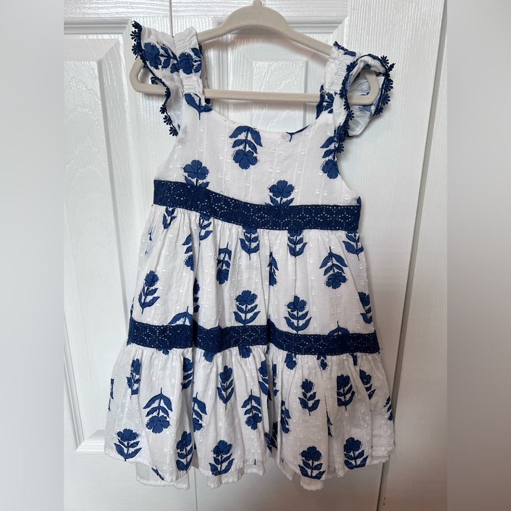 Navy Floral Tiered Dress for Girls